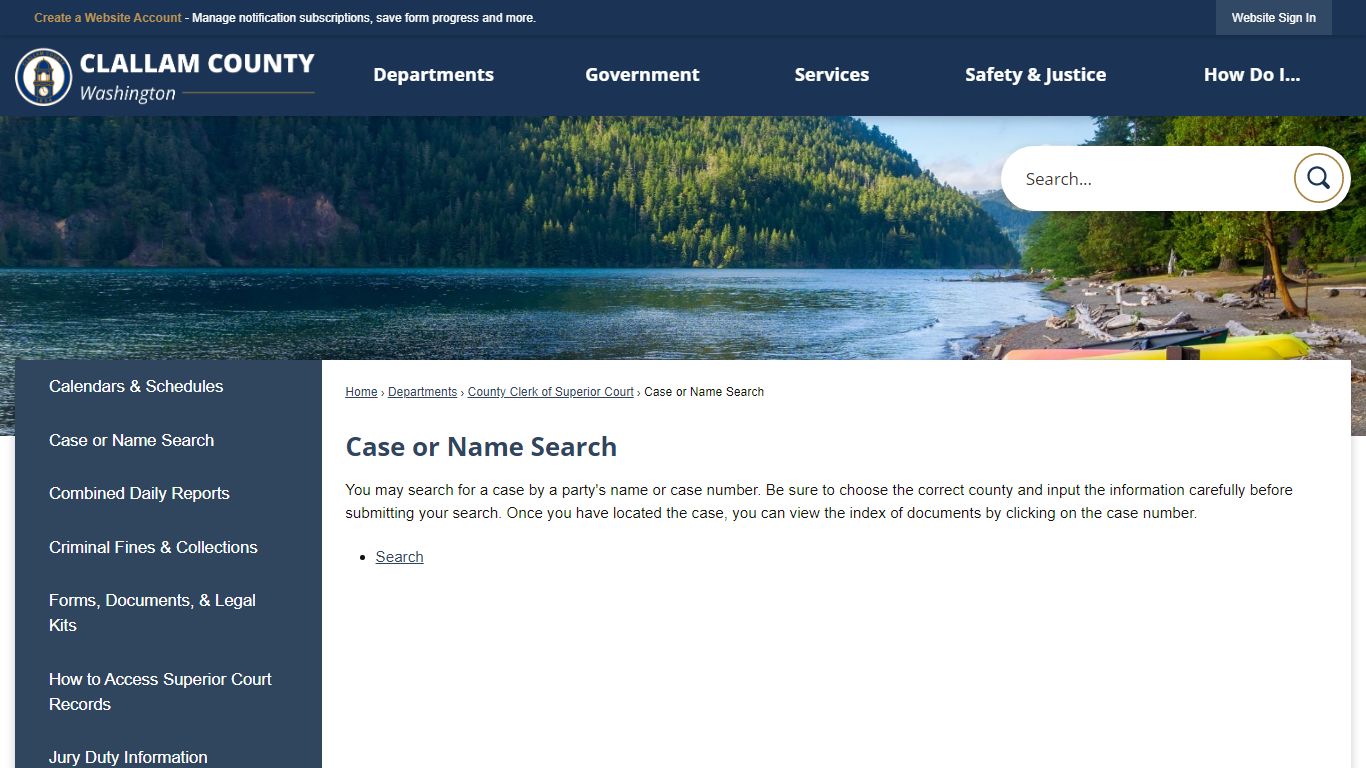 Case or Name Search | Clallam County, WA