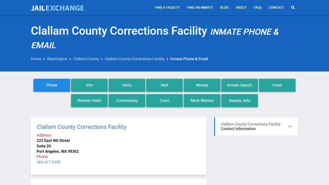 Inmate Phone - Clallam County Corrections Facility, WA - Jail Exchange